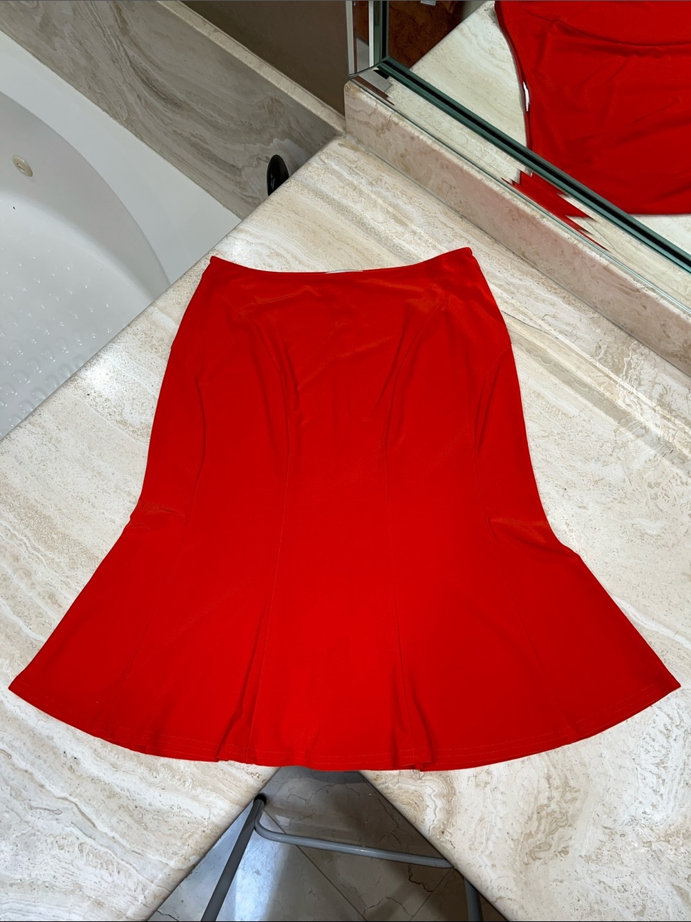Joseph Ribkoff Bright Red-Orange A-Line Skirt